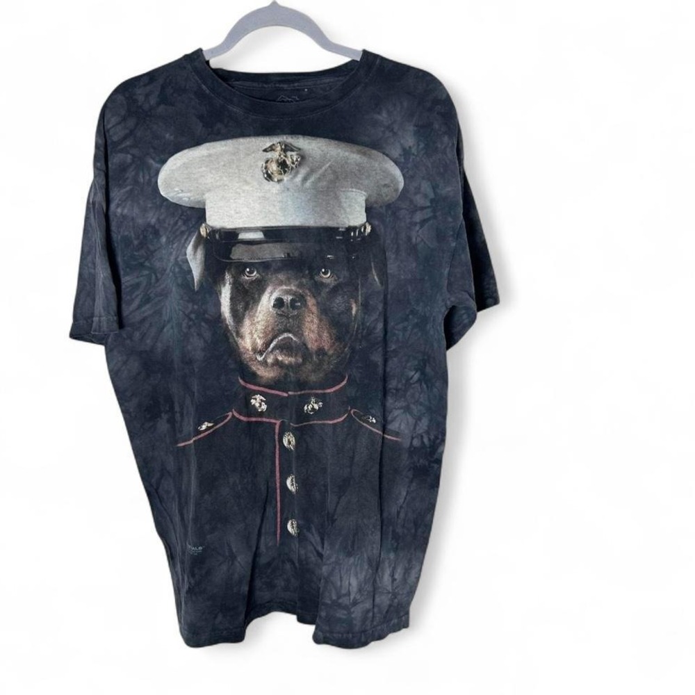 The Mountain Black Large T-Shirt Dog in Marine Uniform Cotton